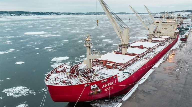 Picture of a ship at port in Canada